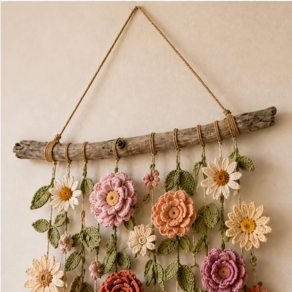 Crochet Flower Wall Hanging