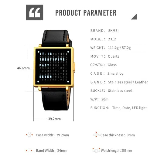 Unisex Text Dial Watch