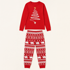 Fireside Red Family Christmas Pajamas - flat lay of top and trousers