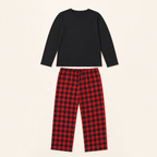 Cabin Plaid Family Christmas Pajamas - flat lay, front