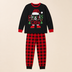 Santa Plaid Family Christmas Pajamas - flat lay, front