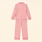 Red Bow Satin Family Pajamas - flat lay, back