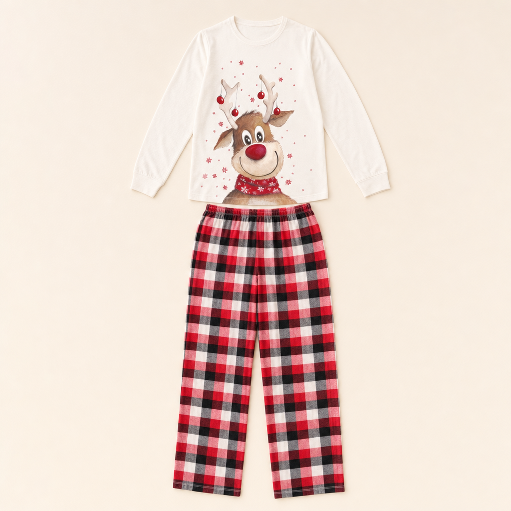 Winter Elk Family Loungewear - flat lay, front