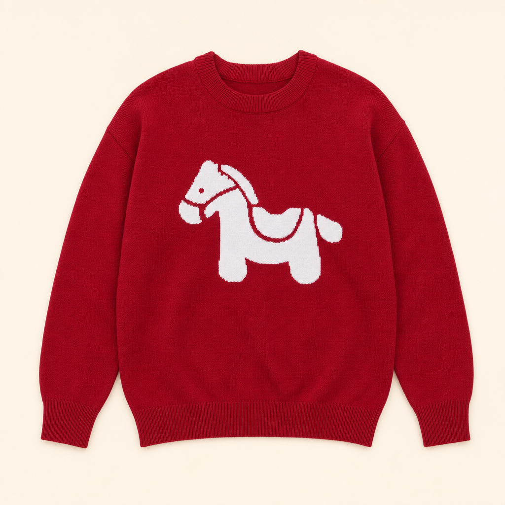 Little Horse Family Matching Sweater - flat lay, front