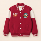 Burgundy Varsity Family Jacket - flat lay, front