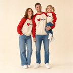 Heart & Smile Family Sweatshirt - mom, dad and daughter in matching sweatshirts