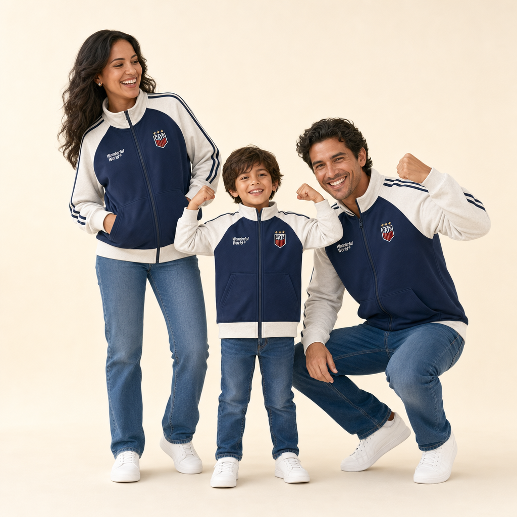 Trailhead Family Matching Jacket - mom, dad and son in matching jackets