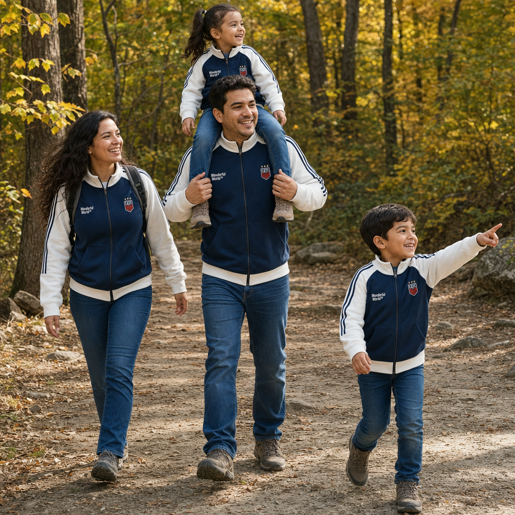 Trailhead Family Matching Jacket - family on a fall hike
