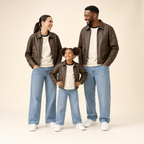 City Rider Family Matching Set - mom, dad and daughter in matching biker jackets
