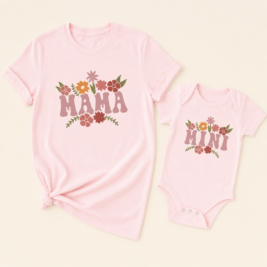 Mama & Mini Matching Tee - tee and romper flat lay