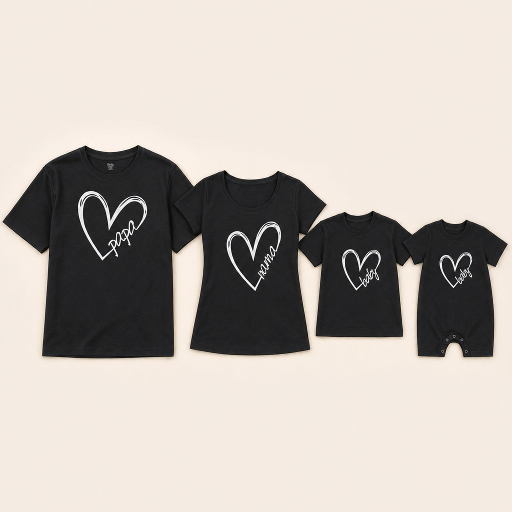 Papa & Mama Family Tee - family set flat lay