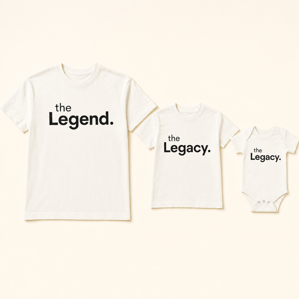 Legend & Legacy Family Tee - tee set flat lay
