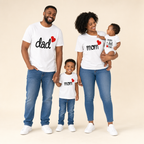 Mom, Dad & Me Family Tee - family with baby in matching tees