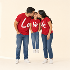 Love Me Family Matching Tee - mom, dad and daughter in matching tees