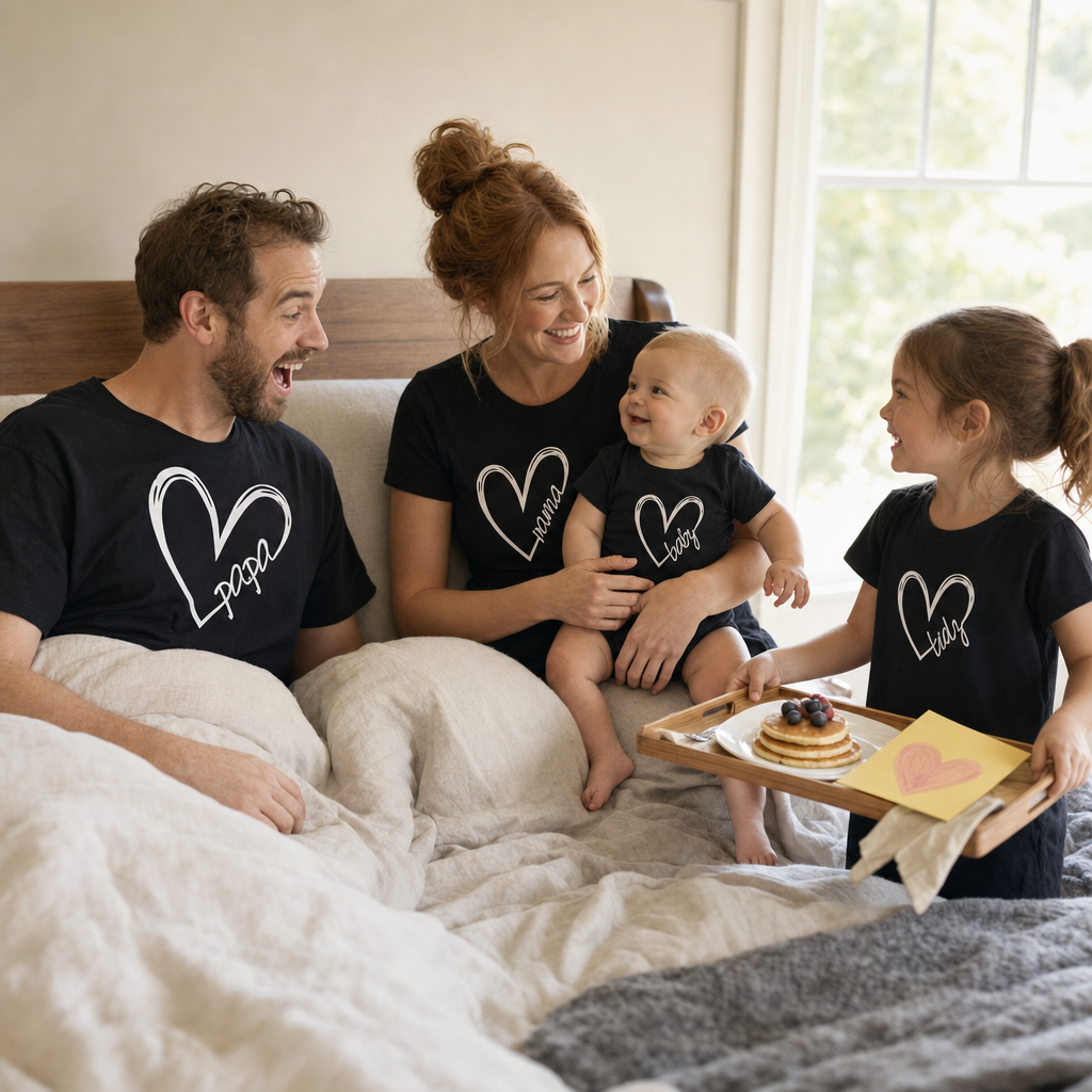 Papa & Mama Family Tee - Father's Day breakfast in bed