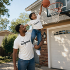 Legend & Legacy Family Tee - dad and son playing basketball