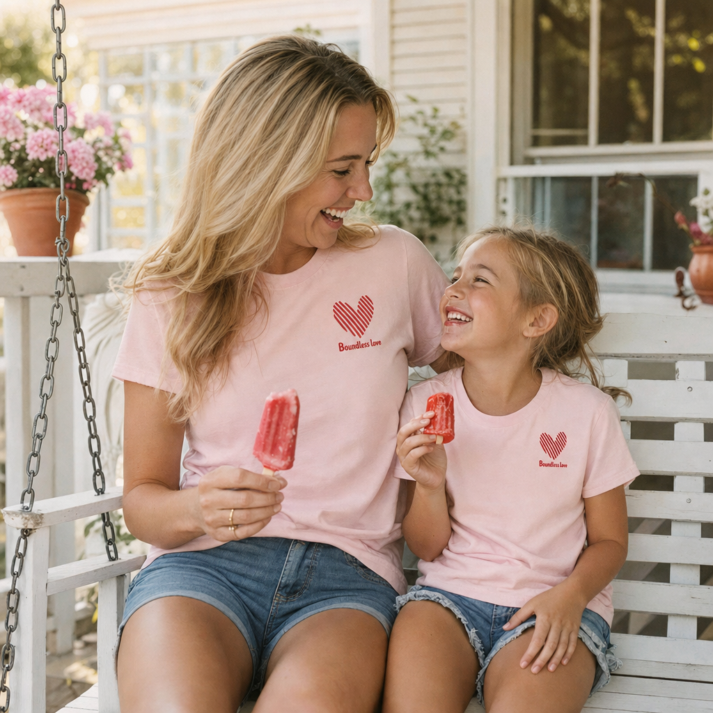 Love Note Mommy & Me Tee - mom and daughter on the porch swing