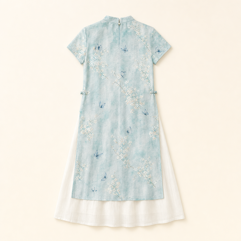Lotus Garden Mommy & Me Dress - dress flat lay, back