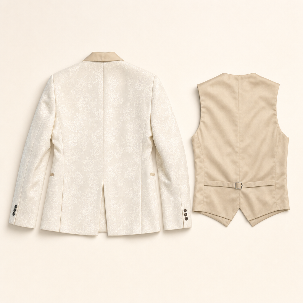 Floral Tuxedo Father & Son Suit - flat lay, back