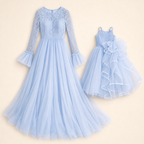 Sky Tulle Mother & Daughter Gown - gowns flat lay