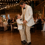Floral Tuxedo Father & Son Suit - dad and son dancing at a wedding