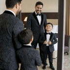 Peak Lapel Father & Son Suit - getting ready for a wedding