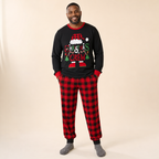 Santa Plaid Family Christmas Pajamas - men's set, full length