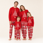 Fireside Red Family Christmas Pajamas - family of four in the matching set