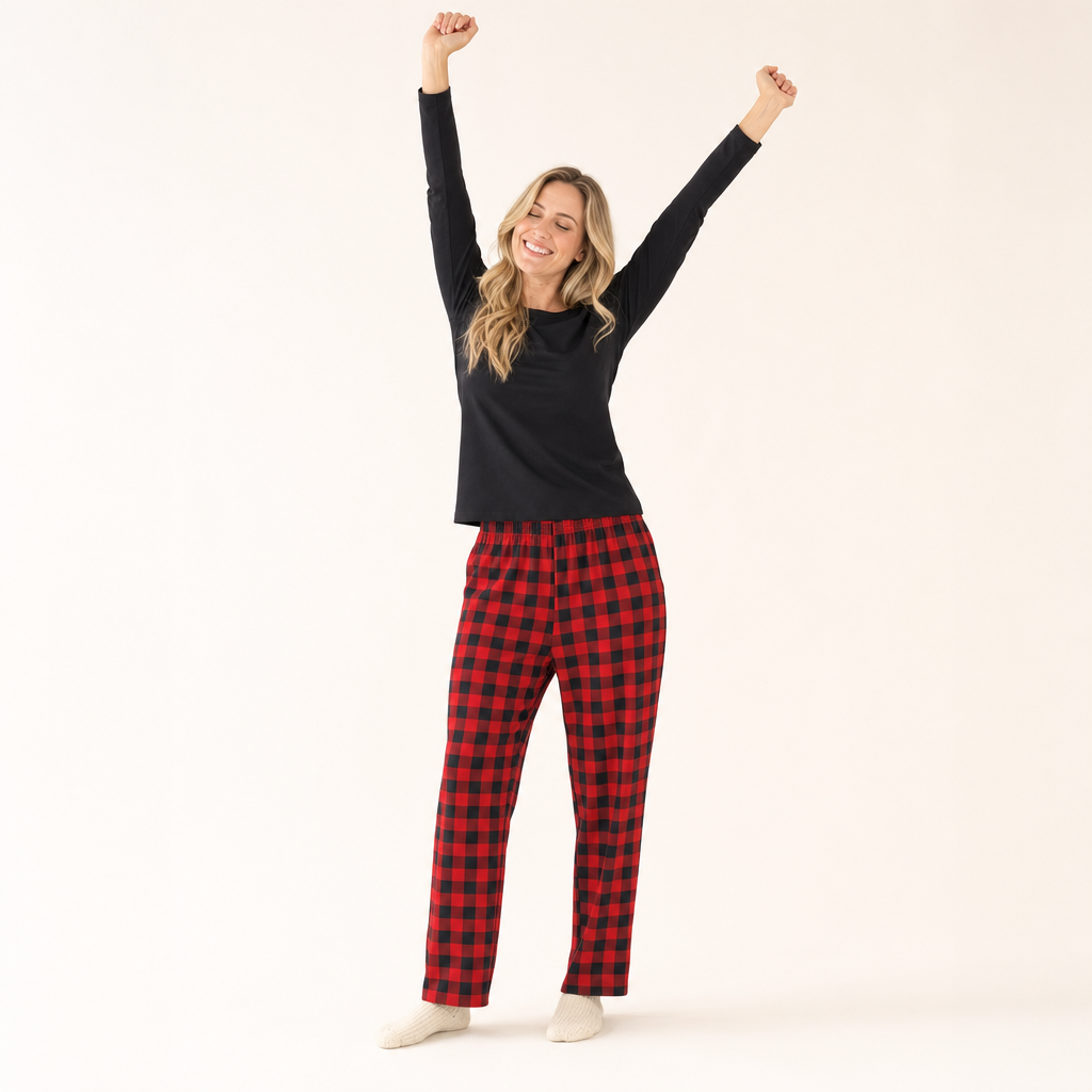 Cabin Plaid Family Christmas Pajamas - women's set, full length