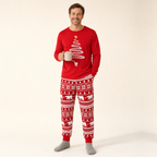 Fireside Red Family Christmas Pajamas - men's set, full length