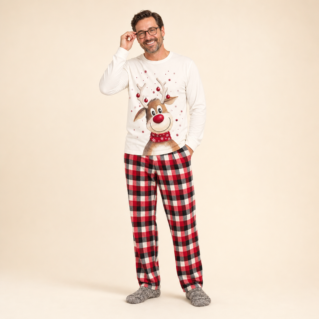 Midnight Deer Family Christmas Pajamas - men's set, full length