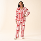 Red Bow Satin Family Pajamas - women's set, full length