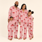 Red Bow Satin Family Pajamas - family of four in the matching set
