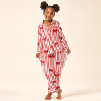 Red Bow Satin Family Pajamas - girls' set, full length