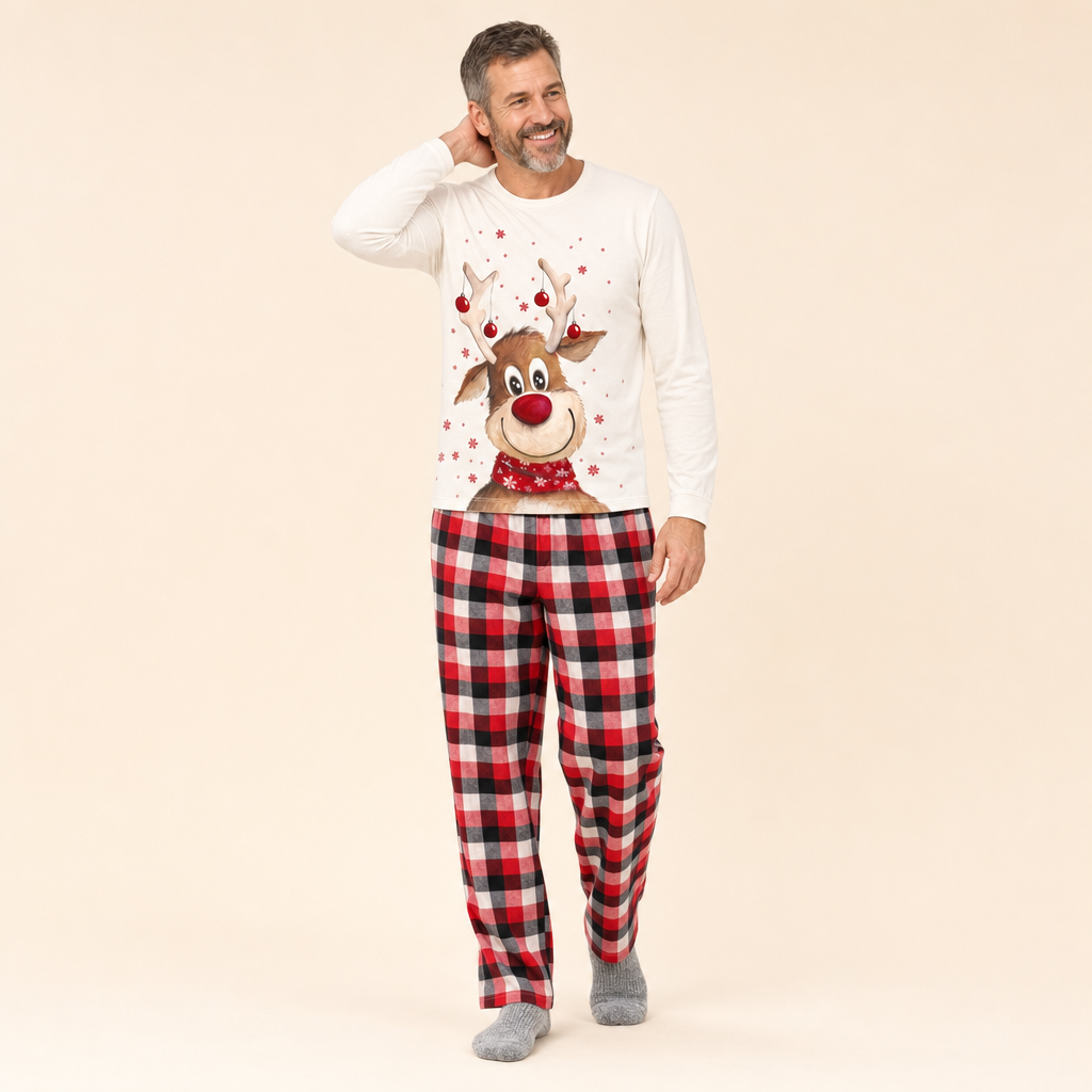 Winter Elk Family Loungewear - men's set, full length