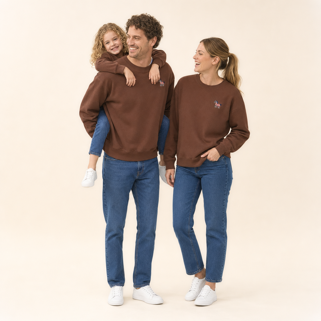 Cozy Days Family Matching Sweatshirt - mom, dad and daughter in matching sweatshirts