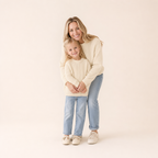 Chunky Knit Mommy & Me Sweater - mom and daughter in matching ivory sweaters
