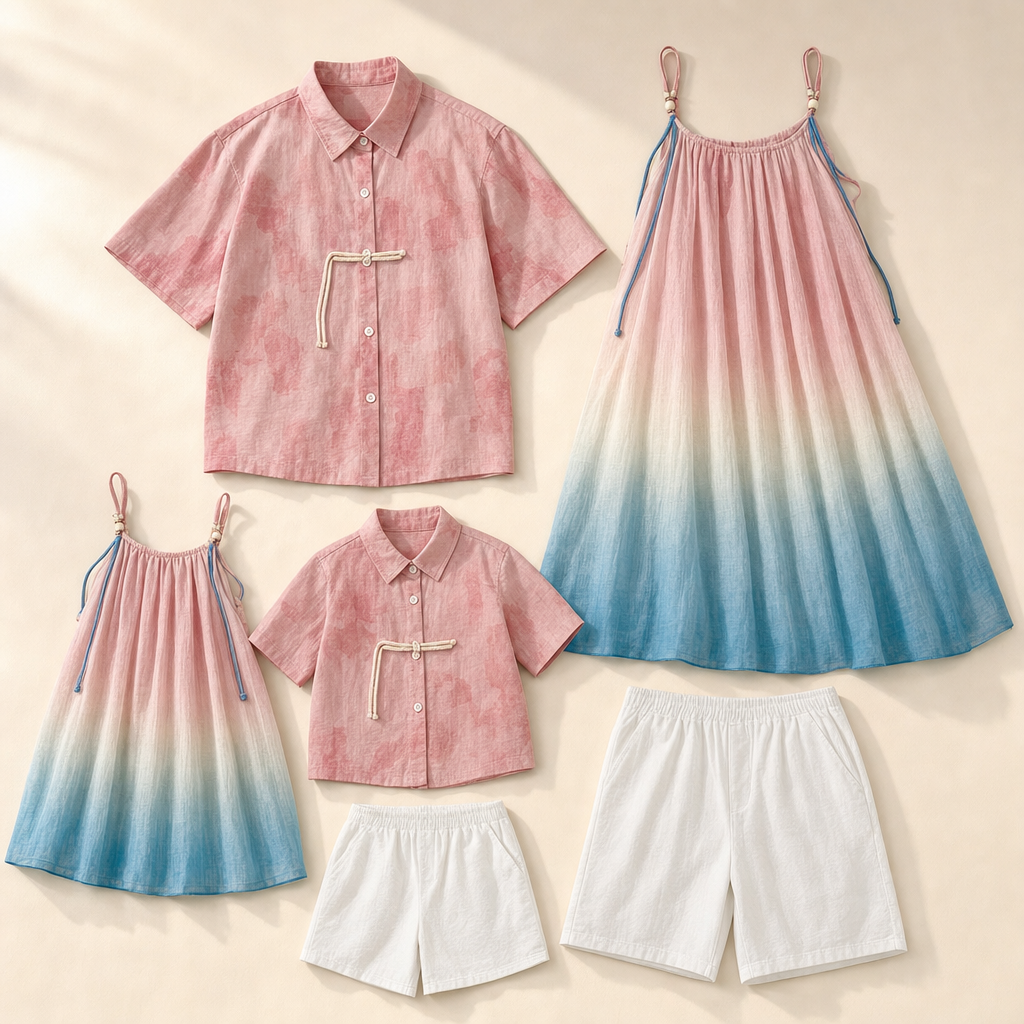 Beach Club Family Matching Set - flat lay, front