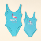 Flamingo Mommy & Me Swimsuit - flat lay, front