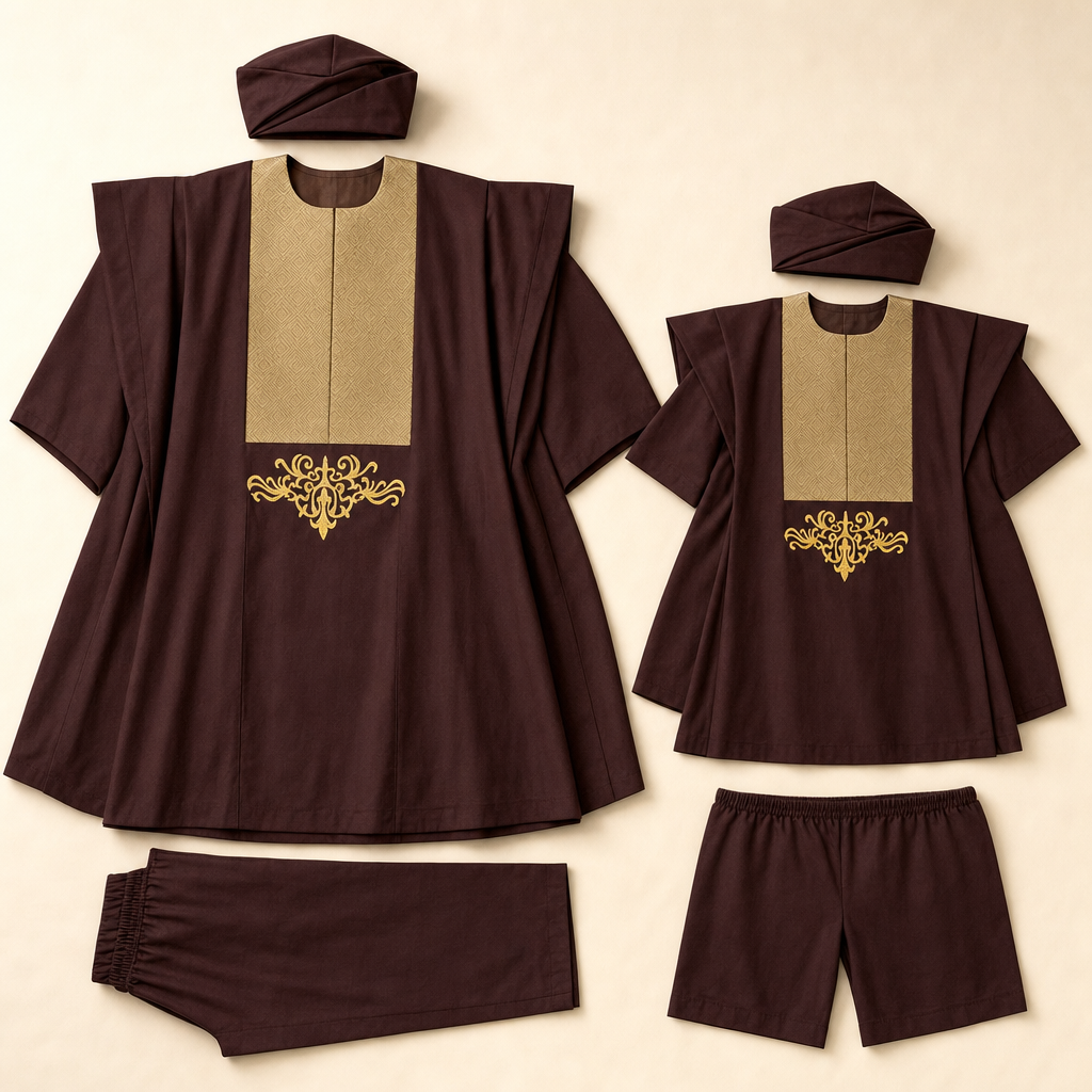Heritage Dashiki Father & Son Set - flat lay, front