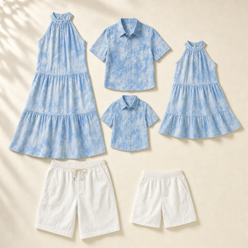 Sea Breeze Family Matching Set - flat lay, front
