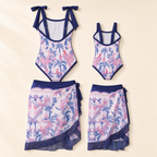 Mesh Skirt Mommy & Me Swimsuit - flat lay, back