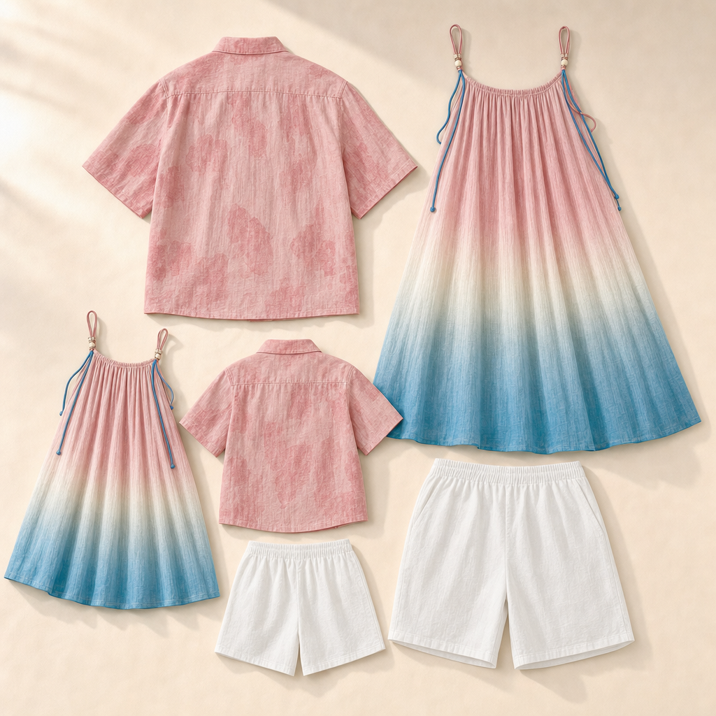 Beach Club Family Matching Set - flat lay, back