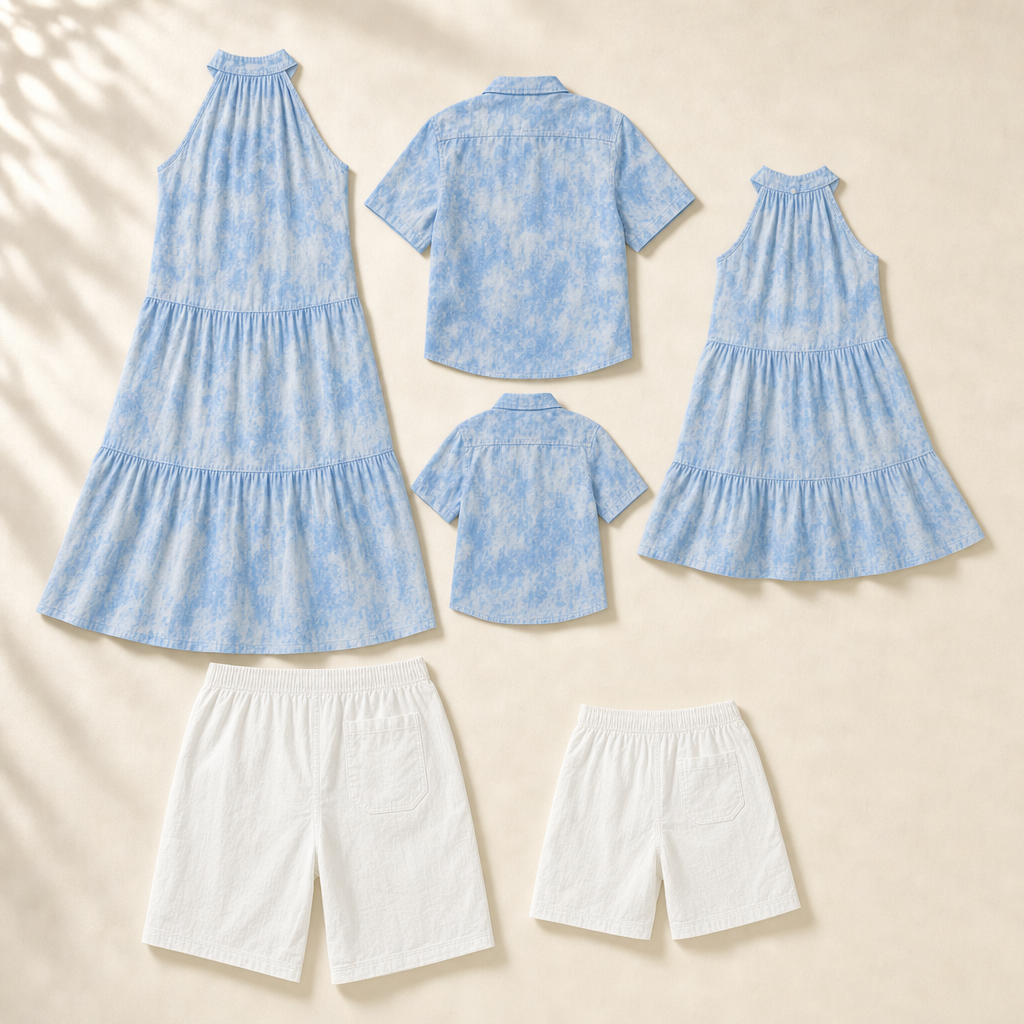 Sea Breeze Family Matching Set - flat lay, back