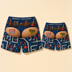 Quick-Dry Father & Son Swim Trunks - flat lay, back