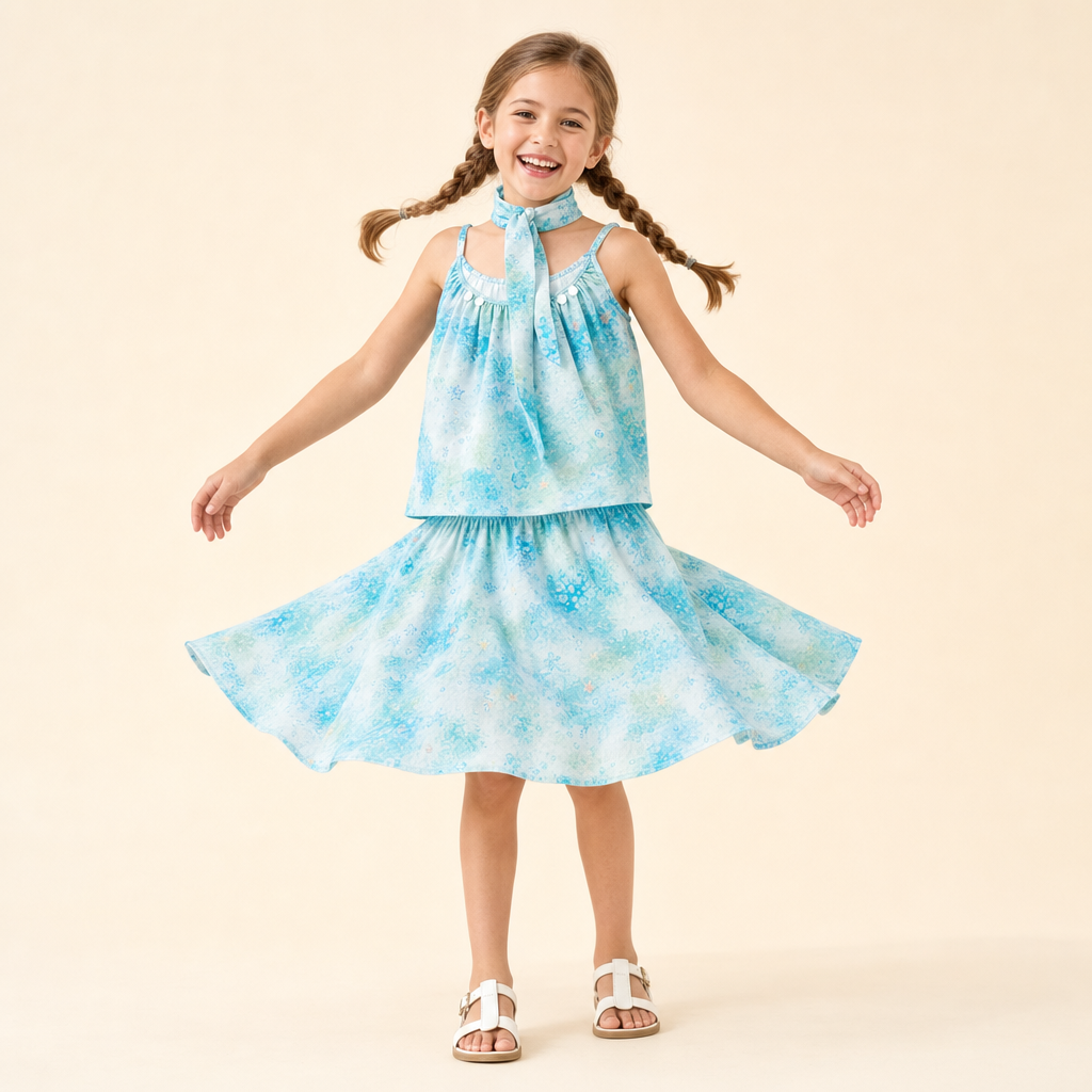 Lake Blue Mommy & Me Dress Set - girl's top and skirt