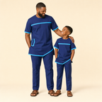 Bazin Two-Piece Father & Son Set - dad and son in matching sets
