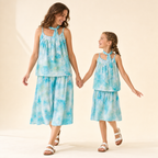 Lake Blue Mommy & Me Dress Set - mom and daughter in the matching set