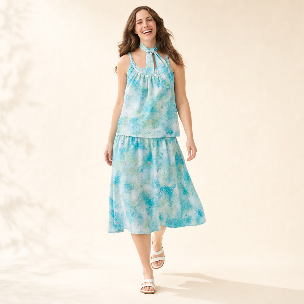 Lake Blue Mommy & Me Dress Set - women's top and skirt