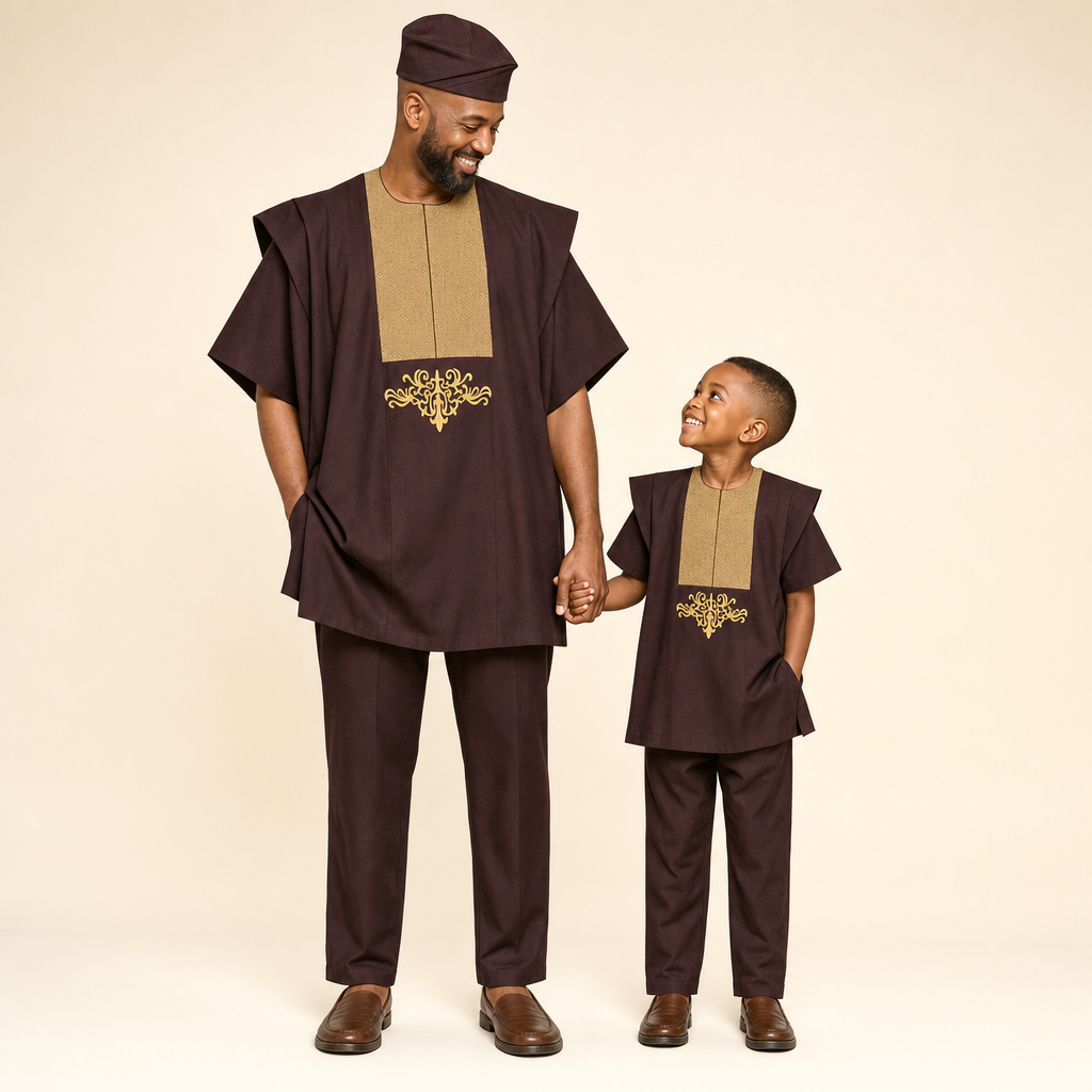 Heritage Dashiki Father & Son Set - dad and son in matching dashiki sets